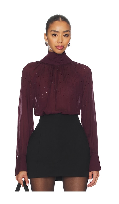Generation Love Noor Crystal Blouse In Burgundy