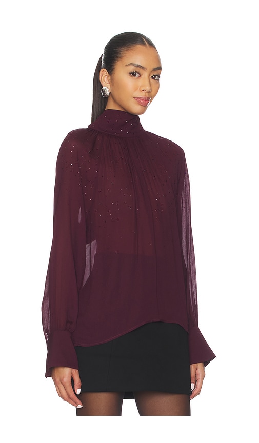 Generation Love Noor Crystal Blouse In Burgundy