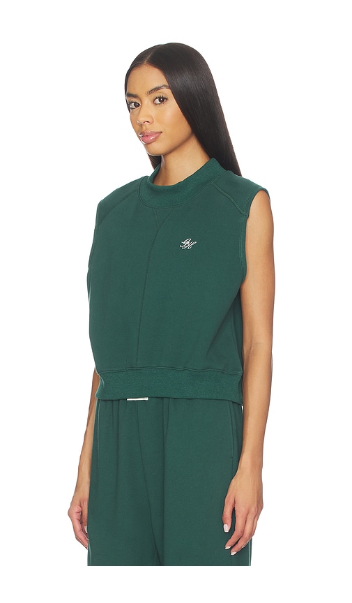 Gold Hinge Top Sin Mangas Con Cuello Alto Gh Mock Neck Sleeveless Top En Color Verde Oscuro Talla L  (también En M, S, Xl, Xs). 