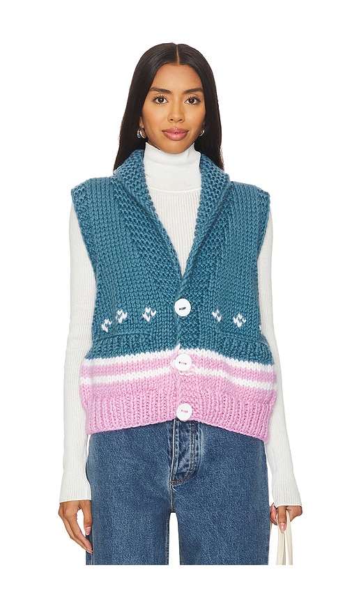 Shop Gogo Sweaters Nordic Stripe Vest In Blue