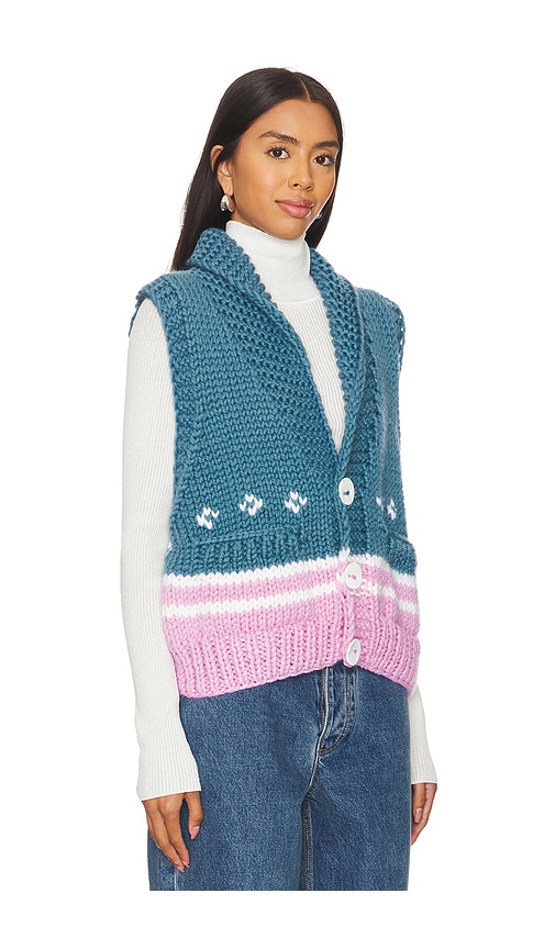 Shop Gogo Sweaters Nordic Stripe Vest In Blue