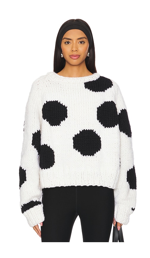 GOGO Sweaters Polka Dot Swing Pullover in Snow & Jet