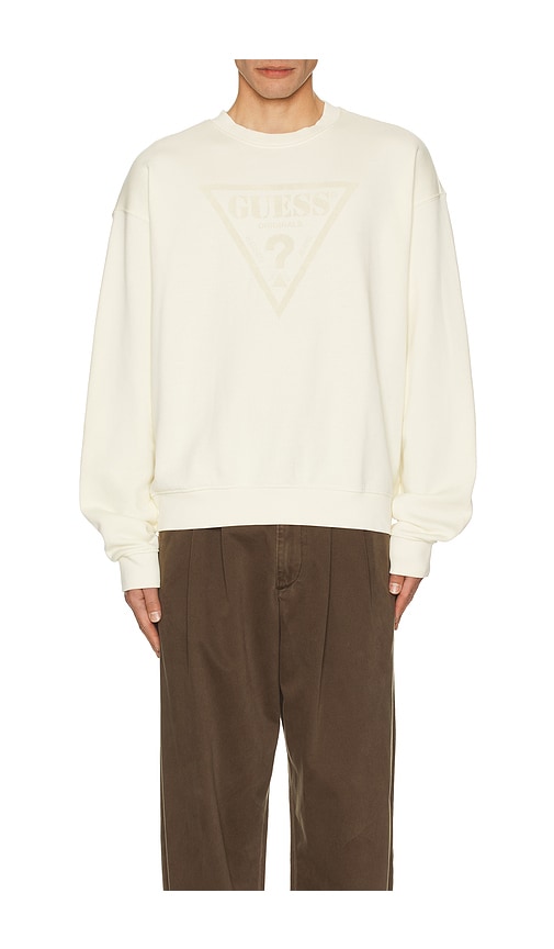  Guess Originals Sweatshirt Mit Rundhalsausschnitt Vintage Triangle In Cream. Größe S. Also In Xl/1x. 