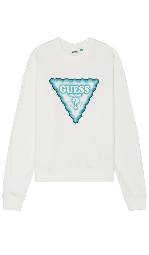 Shop Guess Originals Multi-color Triangle Crewneck In White