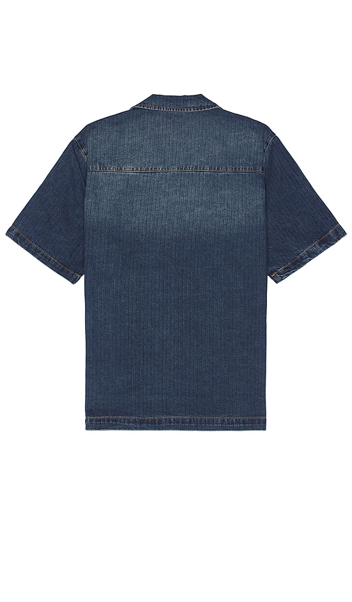 Shop Guess Originals Herringbone Denim Shirt In Blue