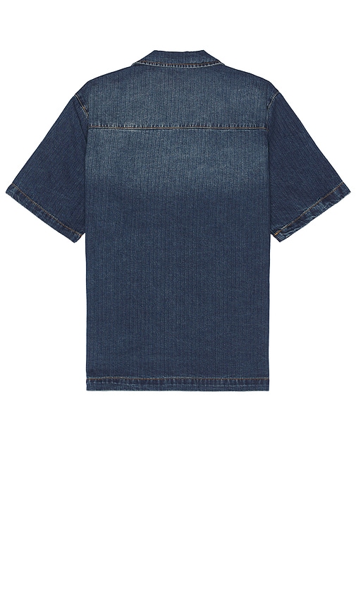 Shop Guess Originals Herringbone Denim Shirt In Blue