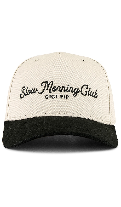 Shop Gigi Pip Slow Morning Club Trucker Hat In Black,cream