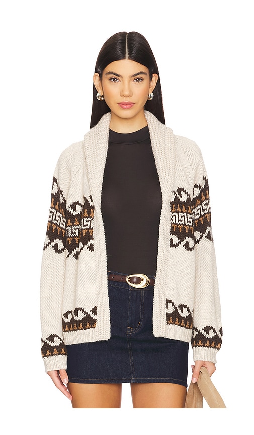 The Great The Greek Key Lodge Cardigan in Cream & Driftwood