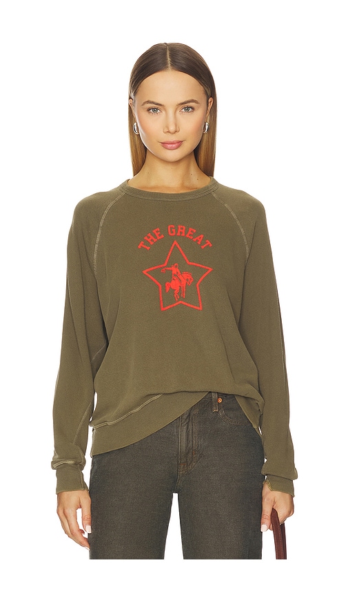 The Great The College Sweatshirt With Rodeo Star Graphic in Dark Army
