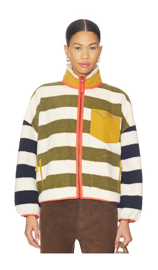 The Great Plush Terrain Full Zip Jacket in Mixed Heritage Stripe