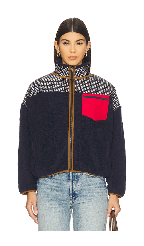 The Great Print Mix Plush Terrain Half Zip Jacket In Blue