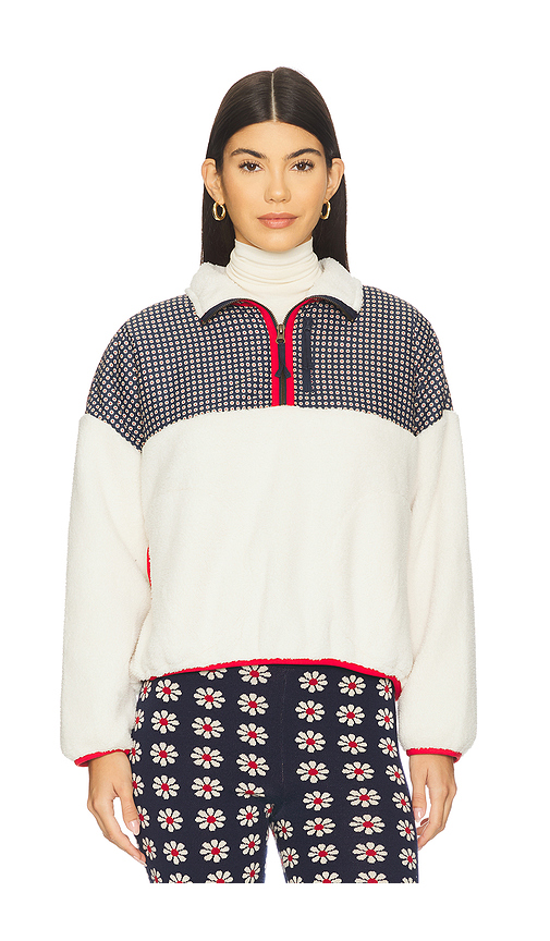 The Great Print Mix Plush Terrain Half Zip Jacket In White