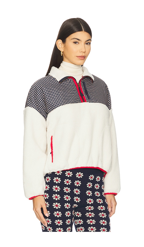 The Great Print Mix Plush Terrain Half Zip Jacket In White