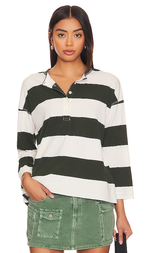 The Great The Shrunken Henley in Dark Cypress Stripe
