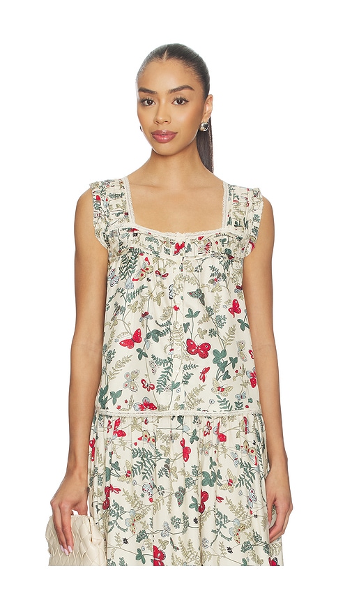The Great The Victorian Pleat Tank in Floating Butterfly