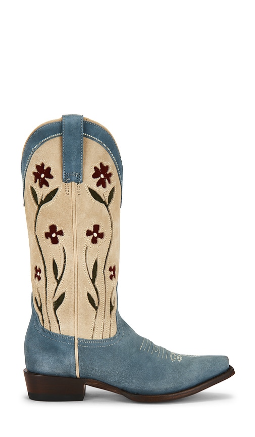 The Great The Cowboy Boot X Stetson Collab in Washed Indigo Floral