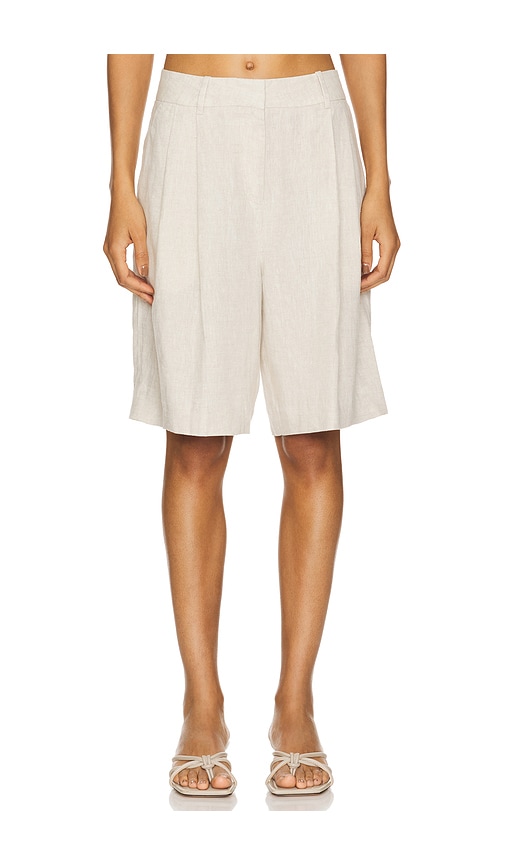 Shop Grlfrnd Linen Bermuda Shorts In Beige