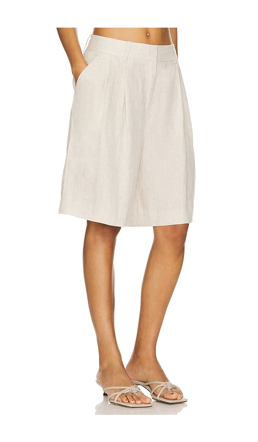 Shop Grlfrnd Linen Bermuda Shorts In Beige