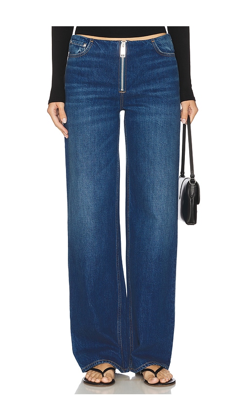 Lina Zip Front Straight in Blue. - size 32 (also in 23, 24, 25, 26, 27, 28, 29, 30, 31)