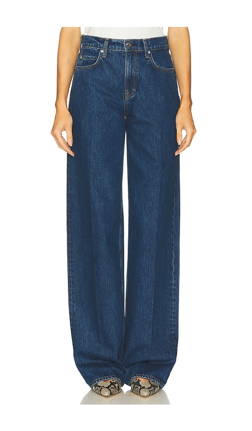 Grlfrnd Rey Mid Rise Trouser In Blue