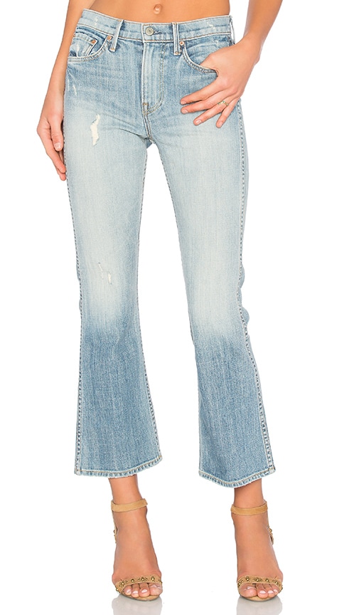 GRLFRND Joan Mid-Rise Crop Flare Jean in Love to Love You, Baby