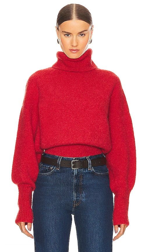 GRLFRND Elya Turtleneck Sweater in Red