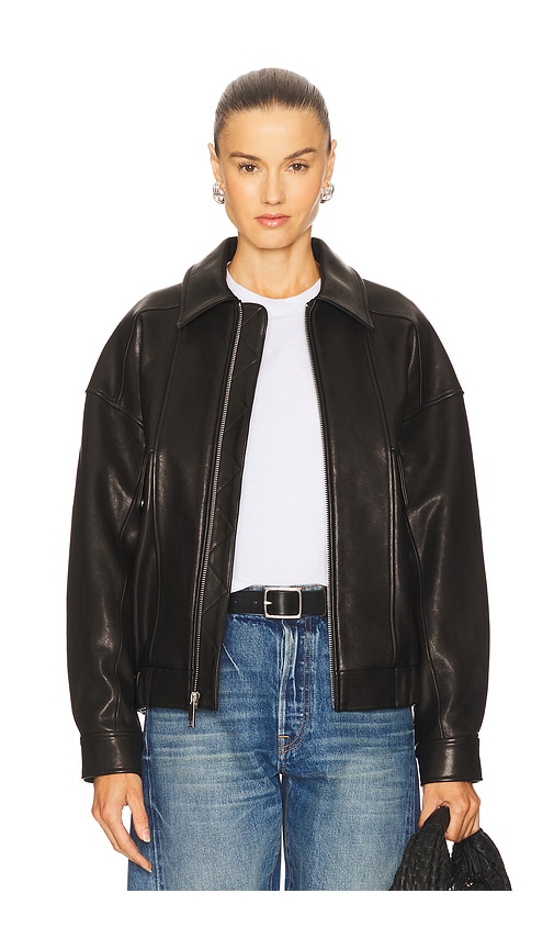 Grlfrnd Wren Leather Bomber In Black