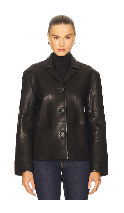 Grlfrnd Marlo Leather Blazer In Black