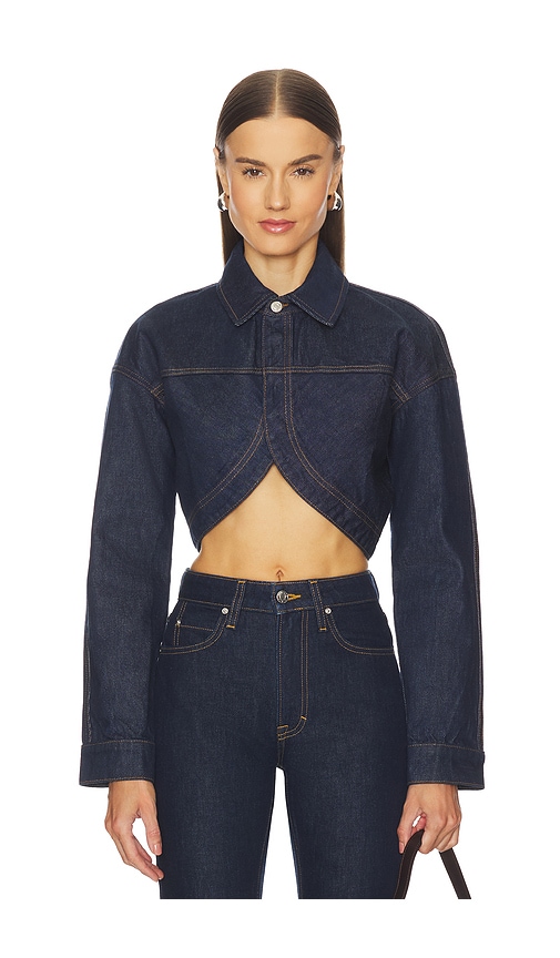 Grlfrnd Ella Cropped Jacket In Blue