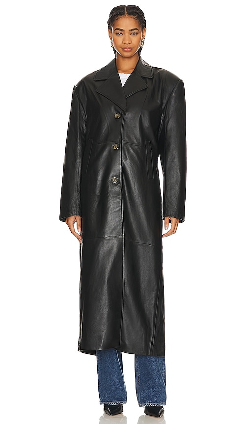 Shop Grlfrnd The Long Leather Coat In Black