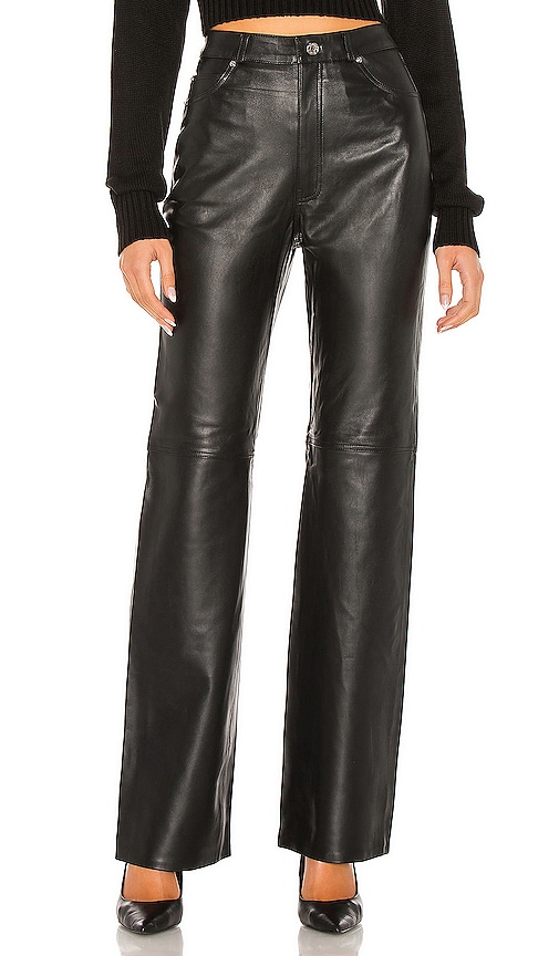 black leather bootcut pants