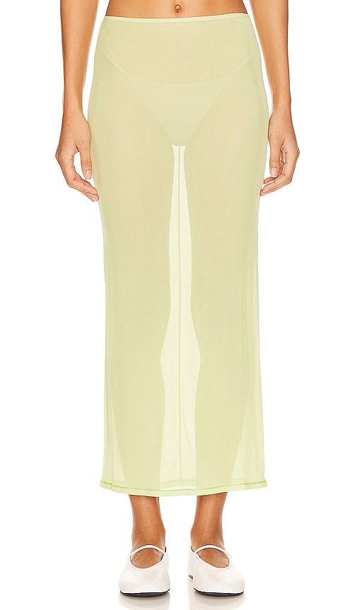 GRLFRND Mesh Midi Skirt in Green