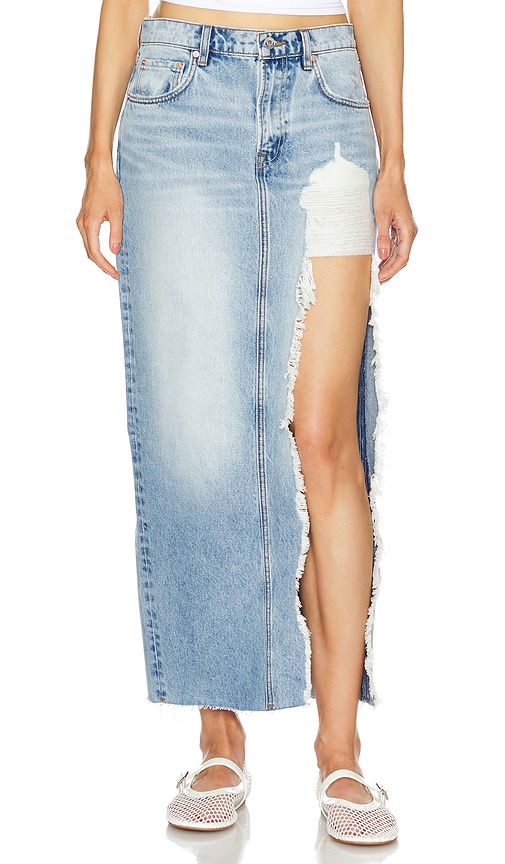 Shop Grlfrnd Blanca Maxi Skirt With High Slit In Mesa Beach