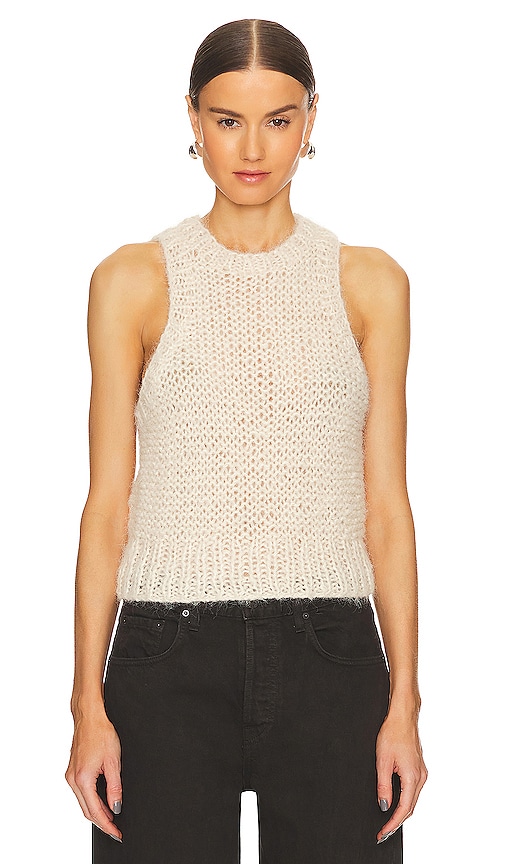 GRLFRND Open Stitch Knit Tank in Ivory