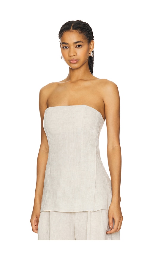  Grlfrnd Oberteil Linen Strapless Tunic In Beige. Größe Xxs. Also In M, L. 