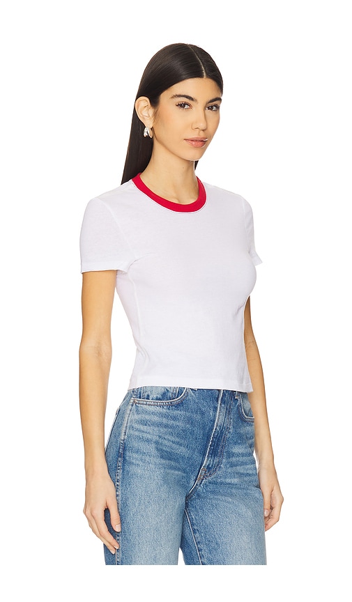Grlfrnd Crew Neck Short Sleeve Baby Tee In White & Vintage Red