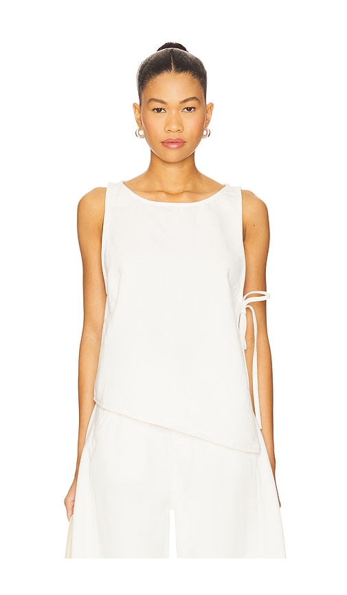Marion Tencel Side Tie Top in White. - size XS (also in L, M, S, XL, XXS)