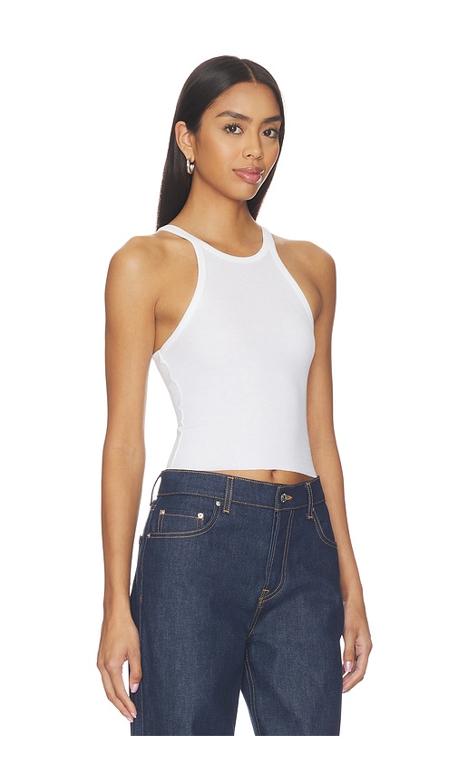 GRLFRND Cropped Racer Tank in White. - size L (also in S, XXS, XS, M, XL)