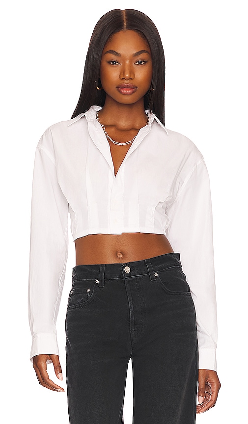 GRLFRND Kayley Cropped Shirt in White