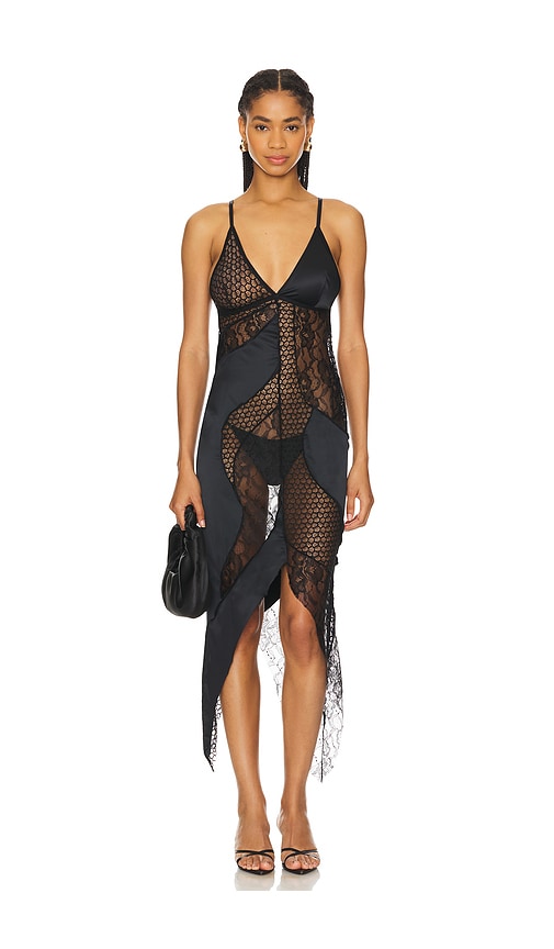 God Save Queens Peek A Boo Dress in Black