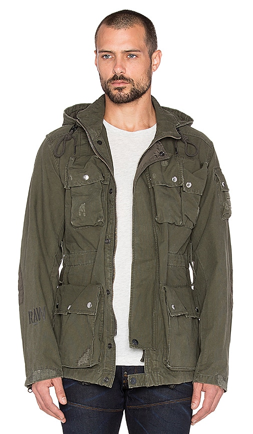 G-Star Ospak Hooded Jacket in Forest 
