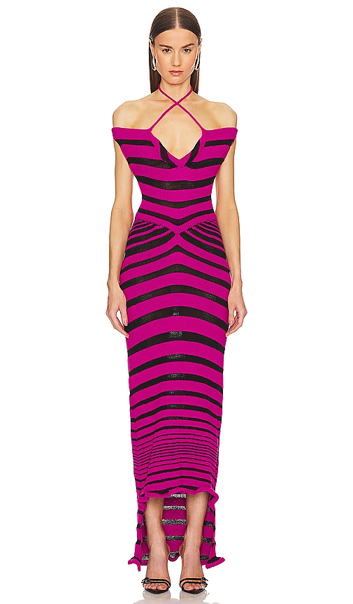Shop George Trochopoulos Moulded Dress In 紫红色 & 黑色