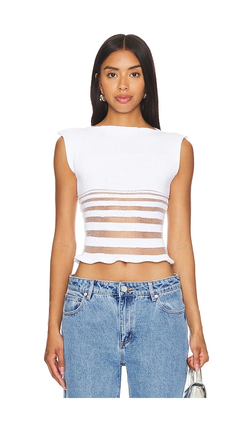 Shop George Trochopoulos Half Stripe Top In White