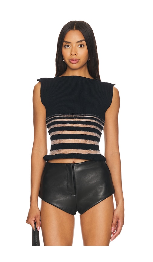 Shop George Trochopoulos Half Stripe Top In Black