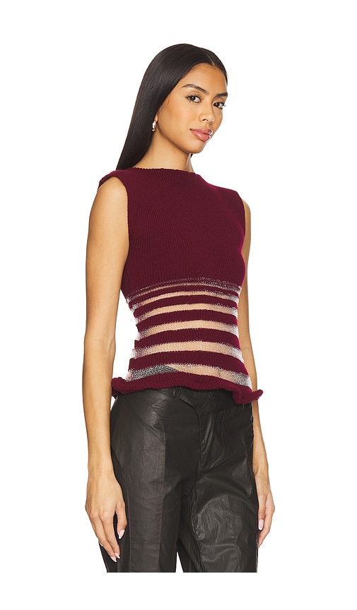 George Trochopoulos Half Stripe Top In 葡萄酒色