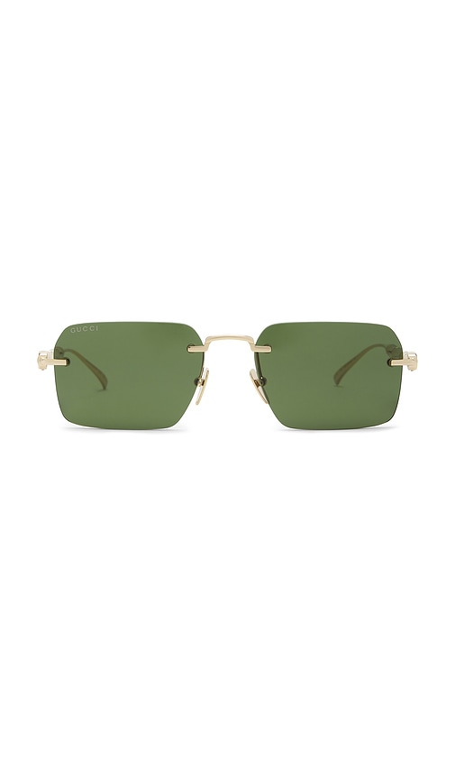 Gucci Rectangular Bamboo Metal Sunglasses