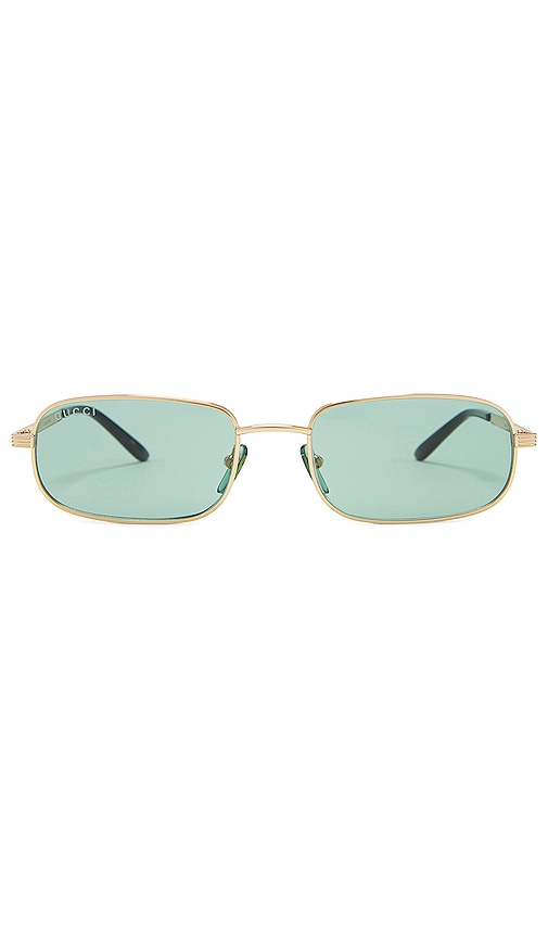 Gucci Rectangular Sunglasses in Gold & Green