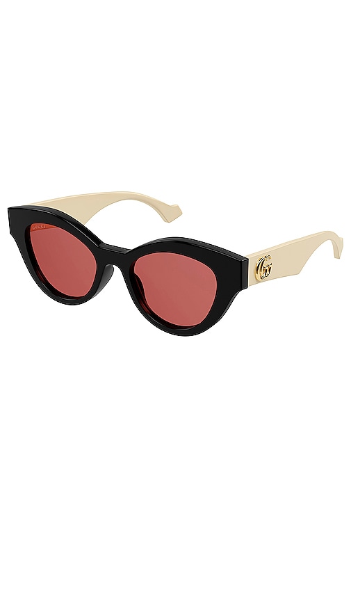 Gucci Generation Cat Eye in Shiny Black & Shiny Solid Ivory | REVOLVE