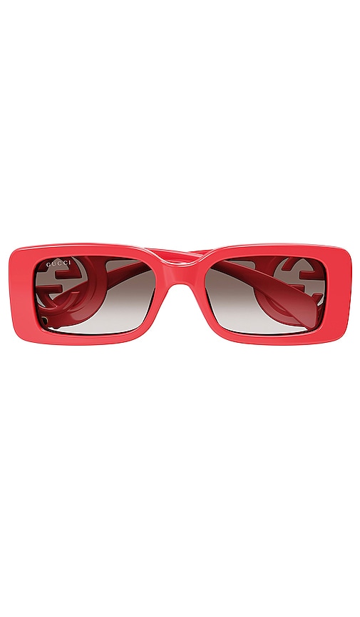 Gucci Gg Rectangle Acetate Sunglasses In 005 Red