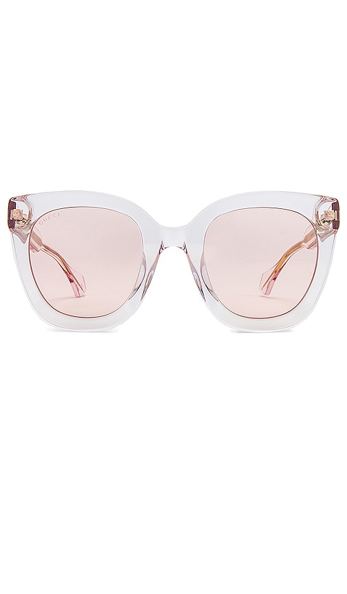 Gucci Round Square In Transparent Light Pink & Pink